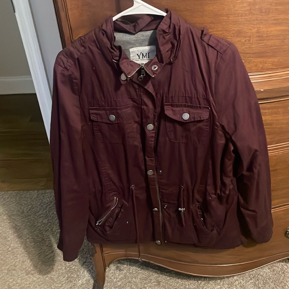 YMI women’s trench size XL/LG burgundy color